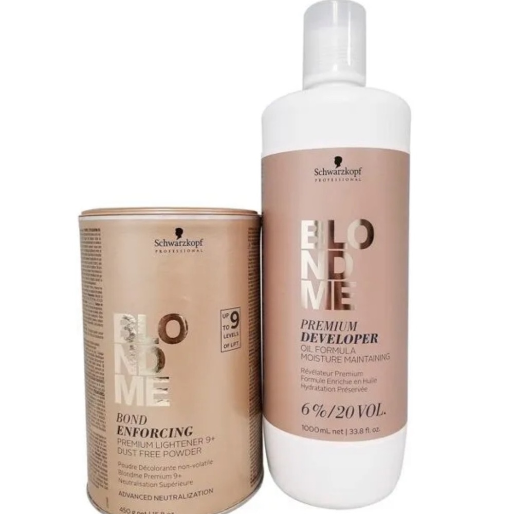 (2 PACK) Schwarzkopf Blondme Premium Lift 9 Bleach and 6% Developer 33.8 oz SET